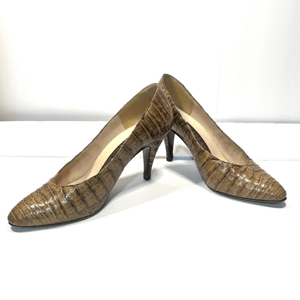 Werner Kern West Germany Embossed Croc Ballroom Tango Salsa Shoes UK4.5 US 6-1/2